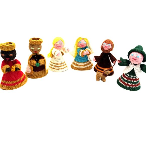 Crochet 6 Figures Nativity Mary Wise Men Joseph Handmade Shepherd Christmas - Picture 1 of 8